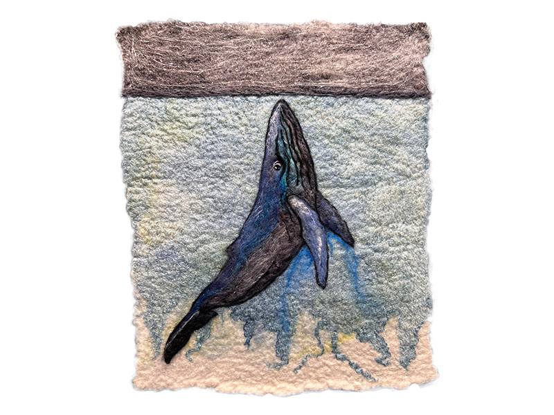 Whale with grey skiy in Merino wool by Janice Snider